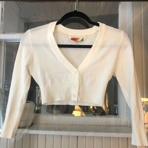 ModCloth Fervour Cropped Cardigan Sweater Off White Cream - XS